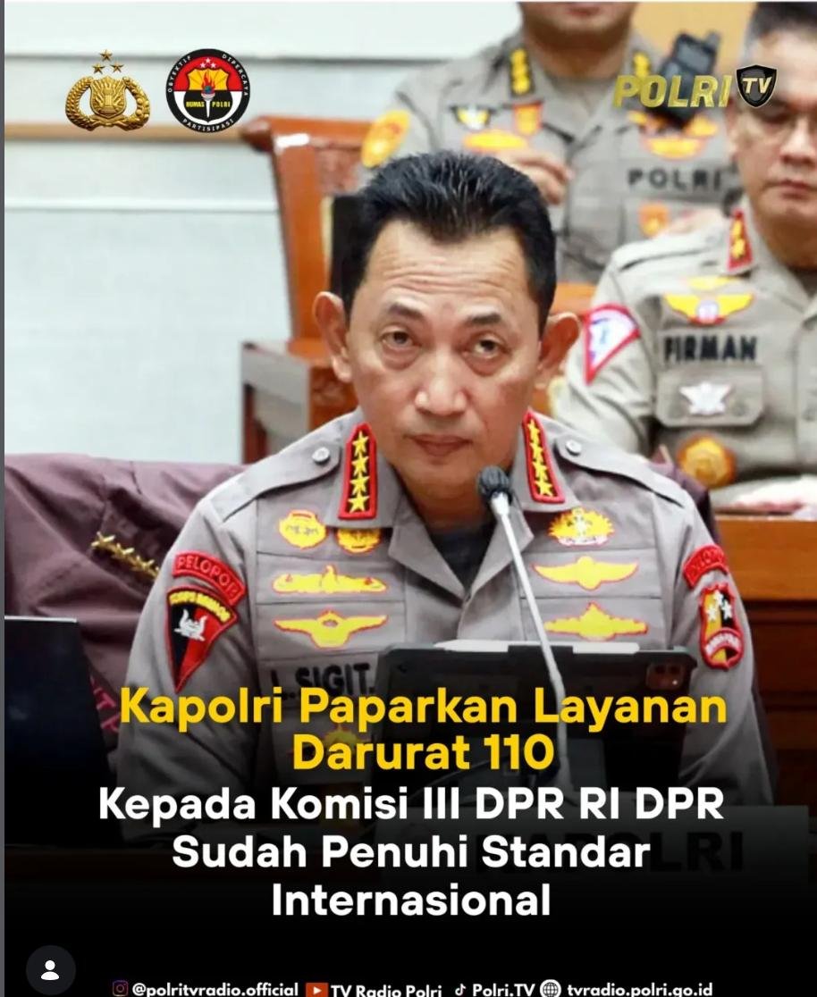 Mci Media  : Kapolri Paparkan Layanan 110 Terintegrasi Command Center dan Smart City di Hadapan Komisi III DPR